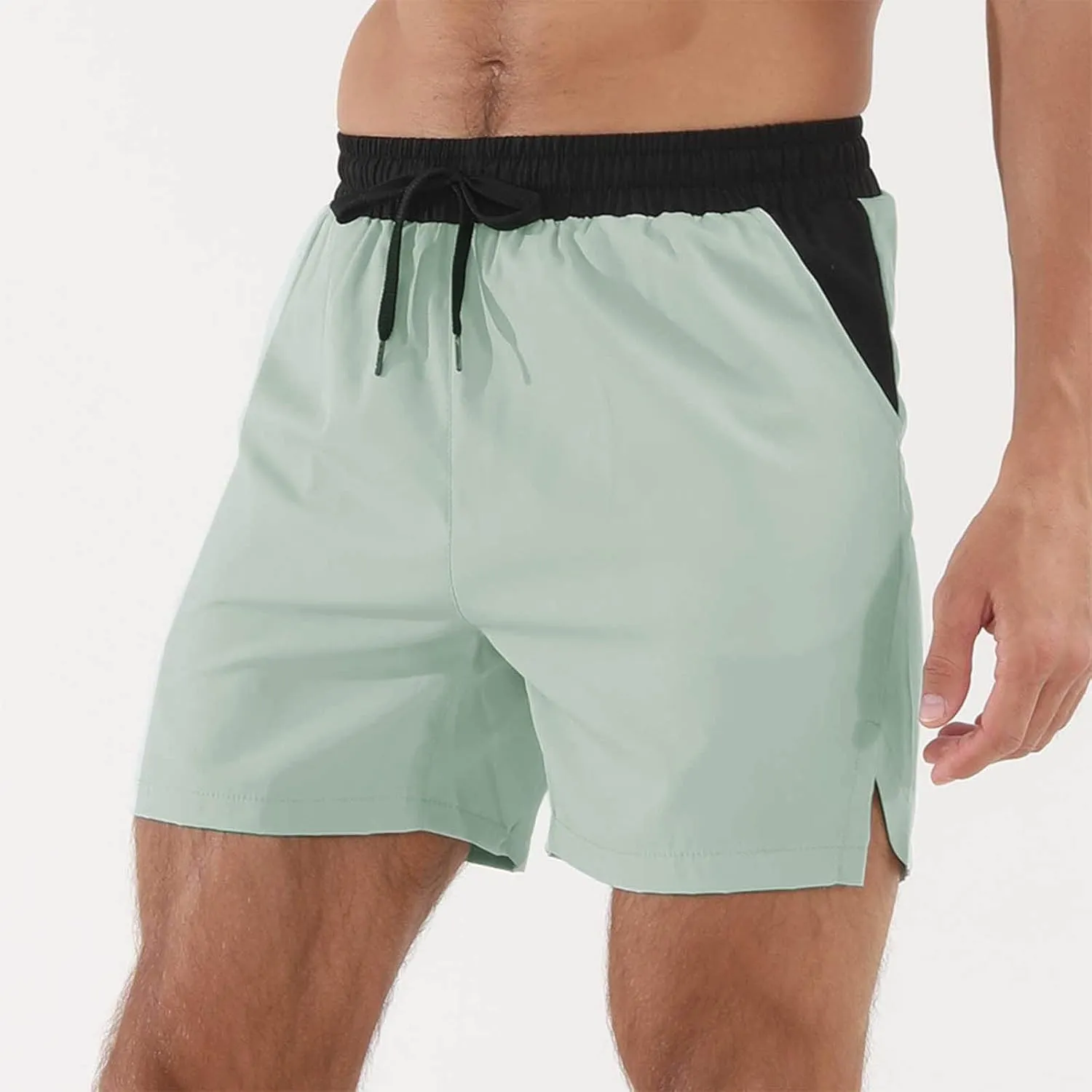 Men's Quick Dry Mesh Shorts with Pockets Running Gym Breathable Lightweight Shorts Elastic Waist Shorts Beach Trunks