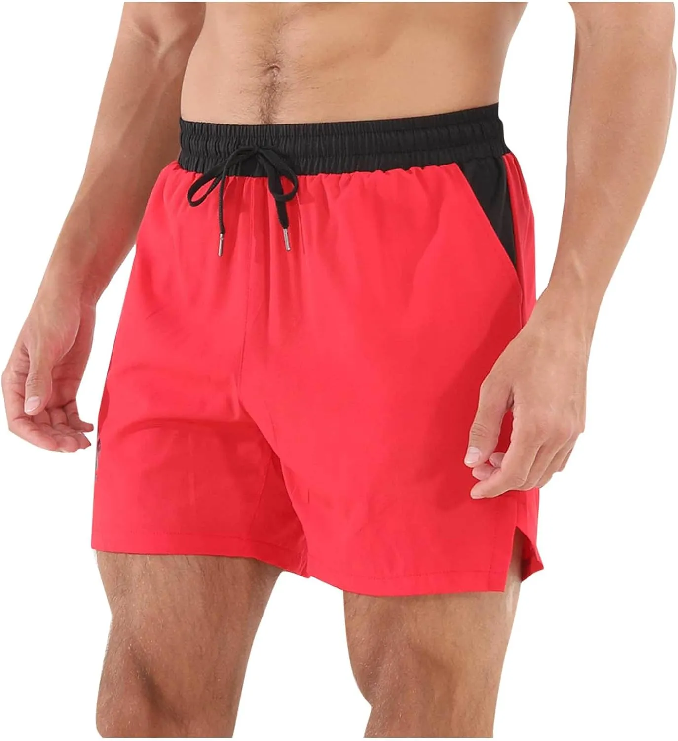 Men's Quick Dry Mesh Shorts with Pockets Running Gym Breathable Lightweight Shorts Elastic Waist Shorts Beach Trunks