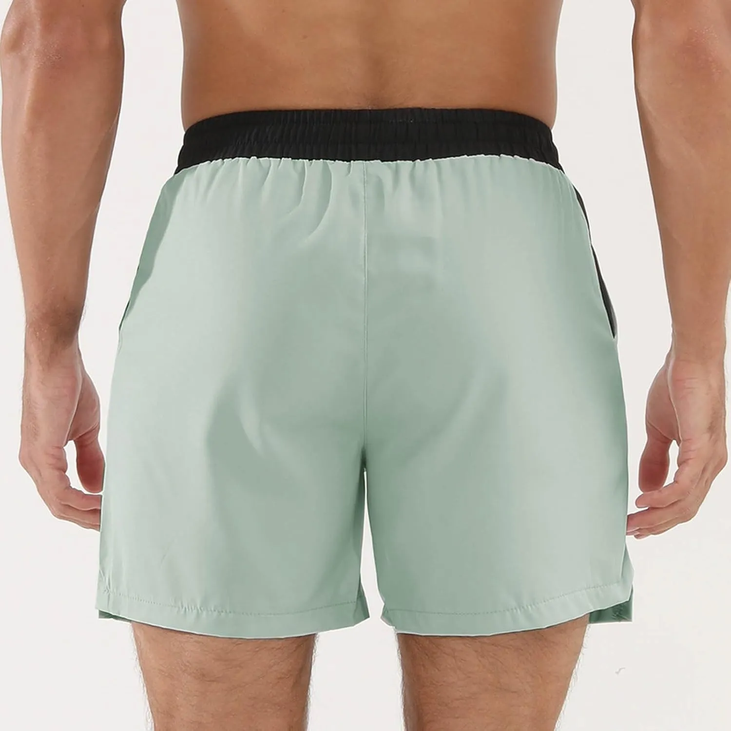 Men's Quick Dry Mesh Shorts with Pockets Running Gym Breathable Lightweight Shorts Elastic Waist Shorts Beach Trunks