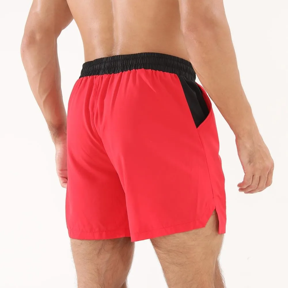 Men's Quick Dry Mesh Shorts with Pockets Running Gym Breathable Lightweight Shorts Elastic Waist Shorts Beach Trunks