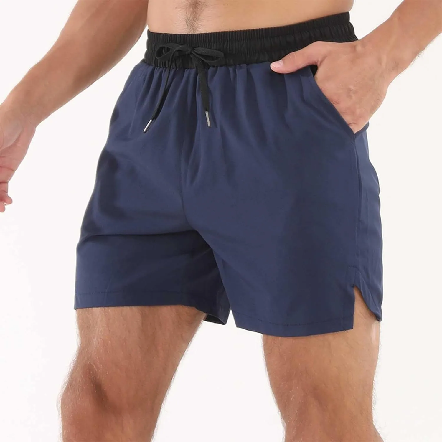 Men's Quick Dry Mesh Shorts with Pockets Running Gym Breathable Lightweight Shorts Elastic Waist Shorts Beach Trunks
