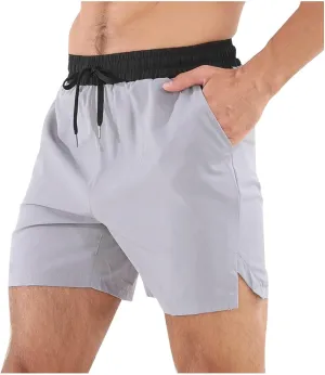 Men's Quick Dry Mesh Shorts with Pockets Running Gym Breathable Lightweight Shorts Elastic Waist Shorts Beach Trunks