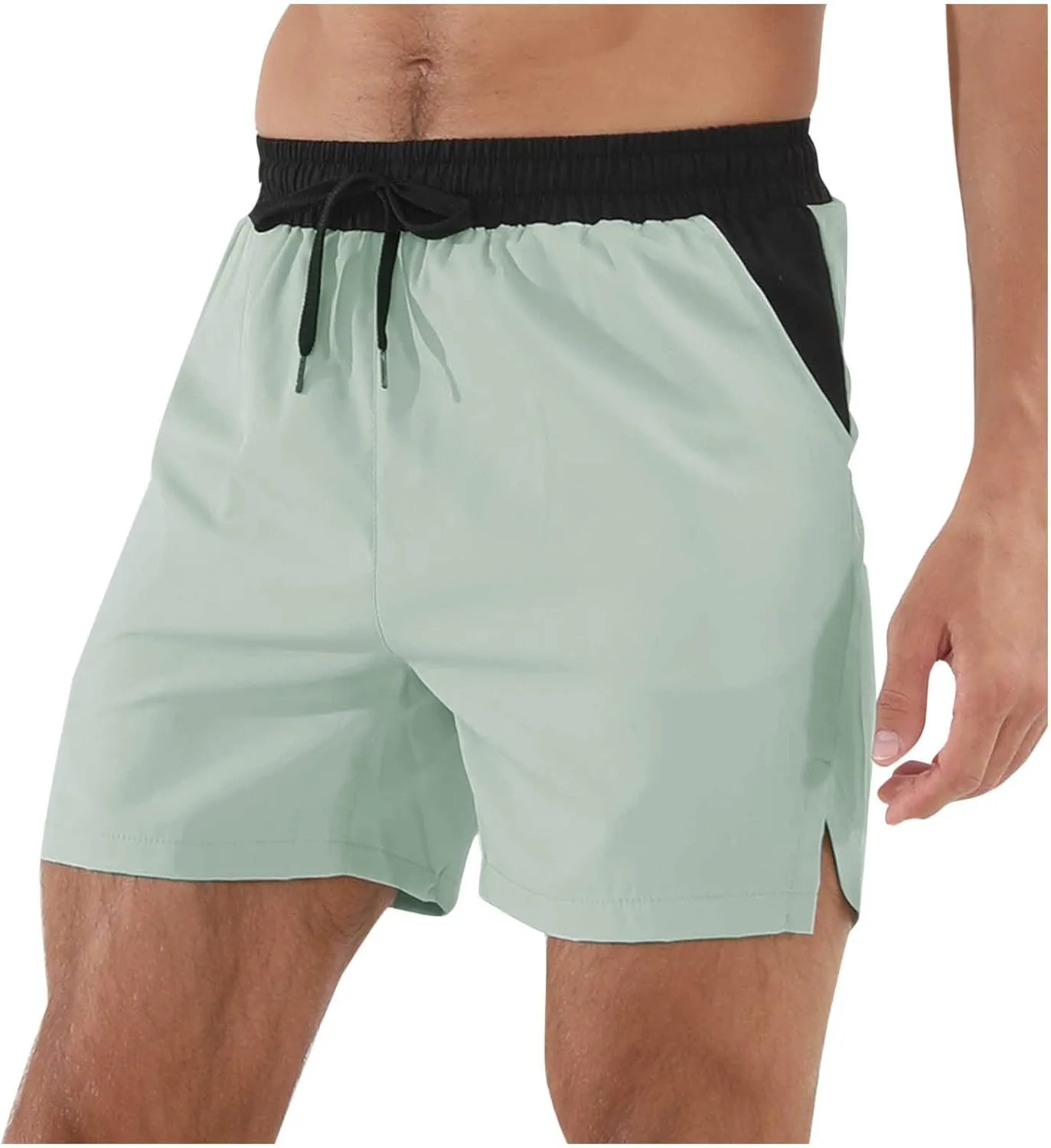 Men's Quick Dry Mesh Shorts with Pockets Running Gym Breathable Lightweight Shorts Elastic Waist Shorts Beach Trunks