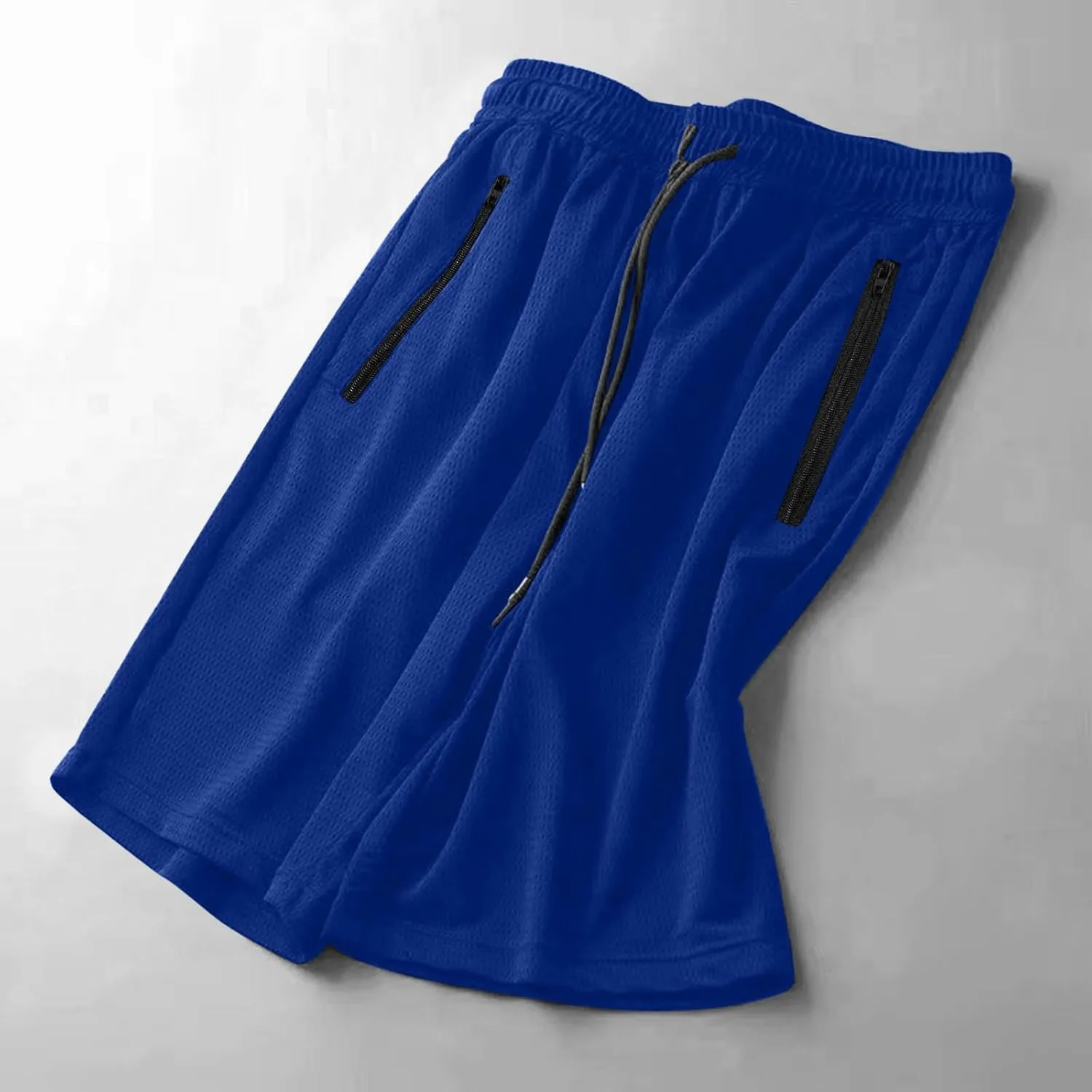 Mens Quick Dry Running Shorts with Zipper Pocket Drawstring Waist Summer Breathable Ice Silk Workout Short Pants