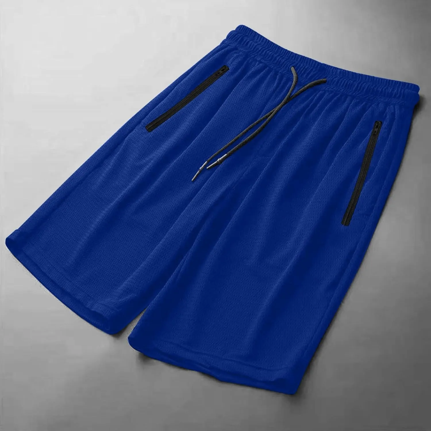Mens Quick Dry Running Shorts with Zipper Pocket Drawstring Waist Summer Breathable Ice Silk Workout Short Pants