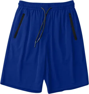 Mens Quick Dry Running Shorts with Zipper Pocket Drawstring Waist Summer Breathable Ice Silk Workout Short Pants