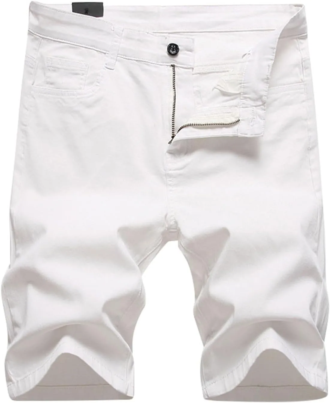 Mens Short Overalls Denim Ripped Denim Shorts Ripped Regular Fit 5-Pocket Jean Work Denim Shorts with Cargo Pockets