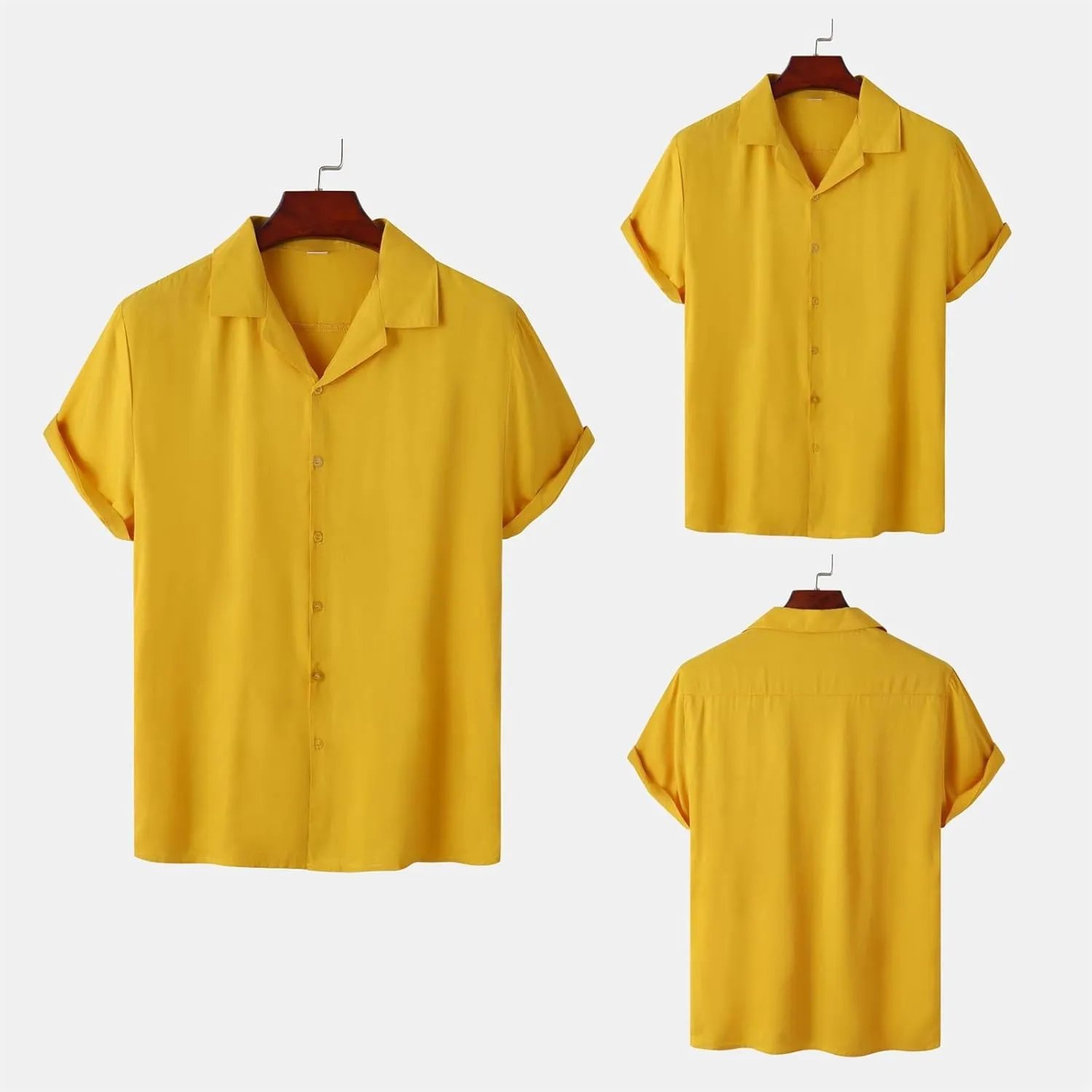 Mens Short Sleeve Shirts Casual Button Down Lightweight Vintage Comfy Tshirts Solid Camp Shirt Spring Summer Tees