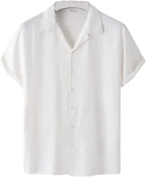 Mens Short Sleeve Shirts Casual Button Down Lightweight Vintage Comfy Tshirts Solid Camp Shirt Spring Summer Tees