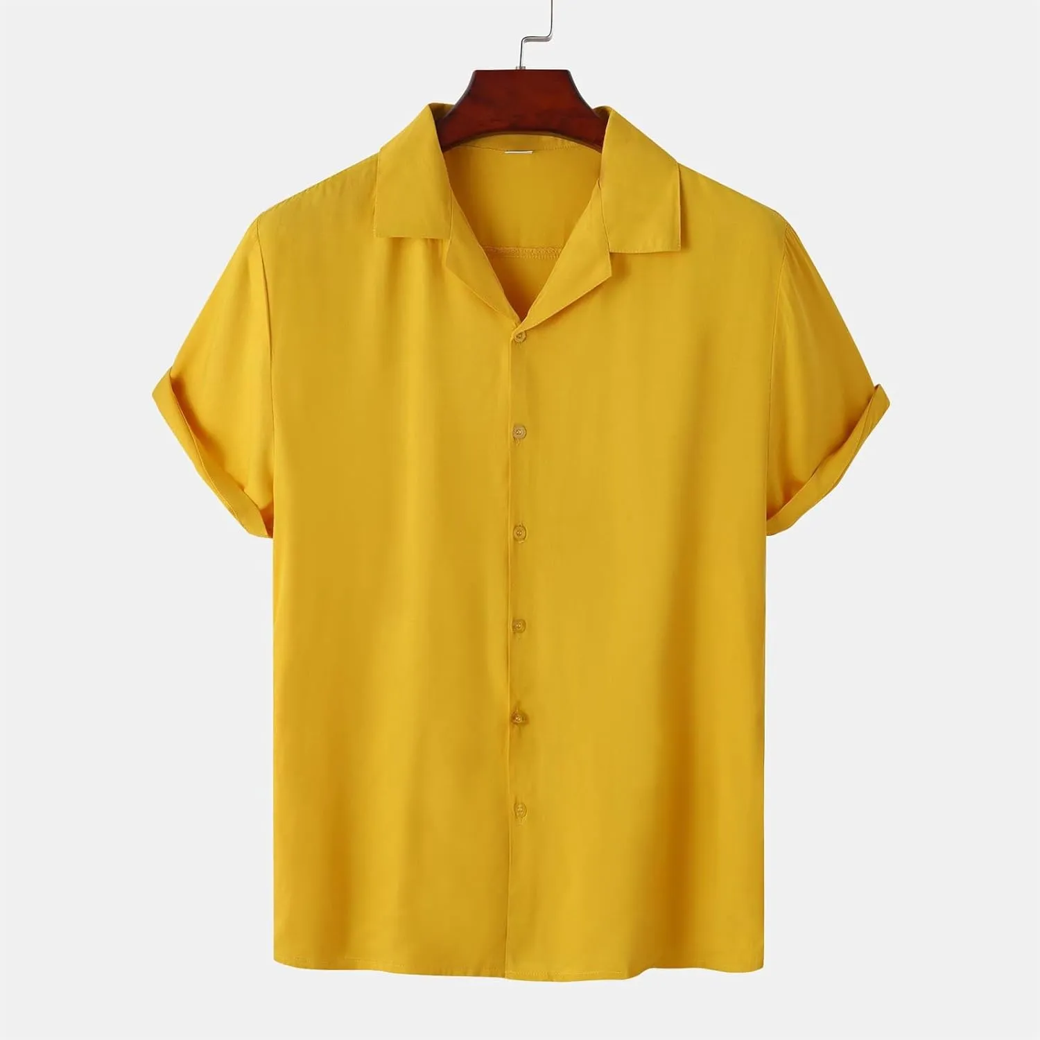 Mens Short Sleeve Shirts Casual Button Down Lightweight Vintage Comfy Tshirts Solid Camp Shirt Spring Summer Tees