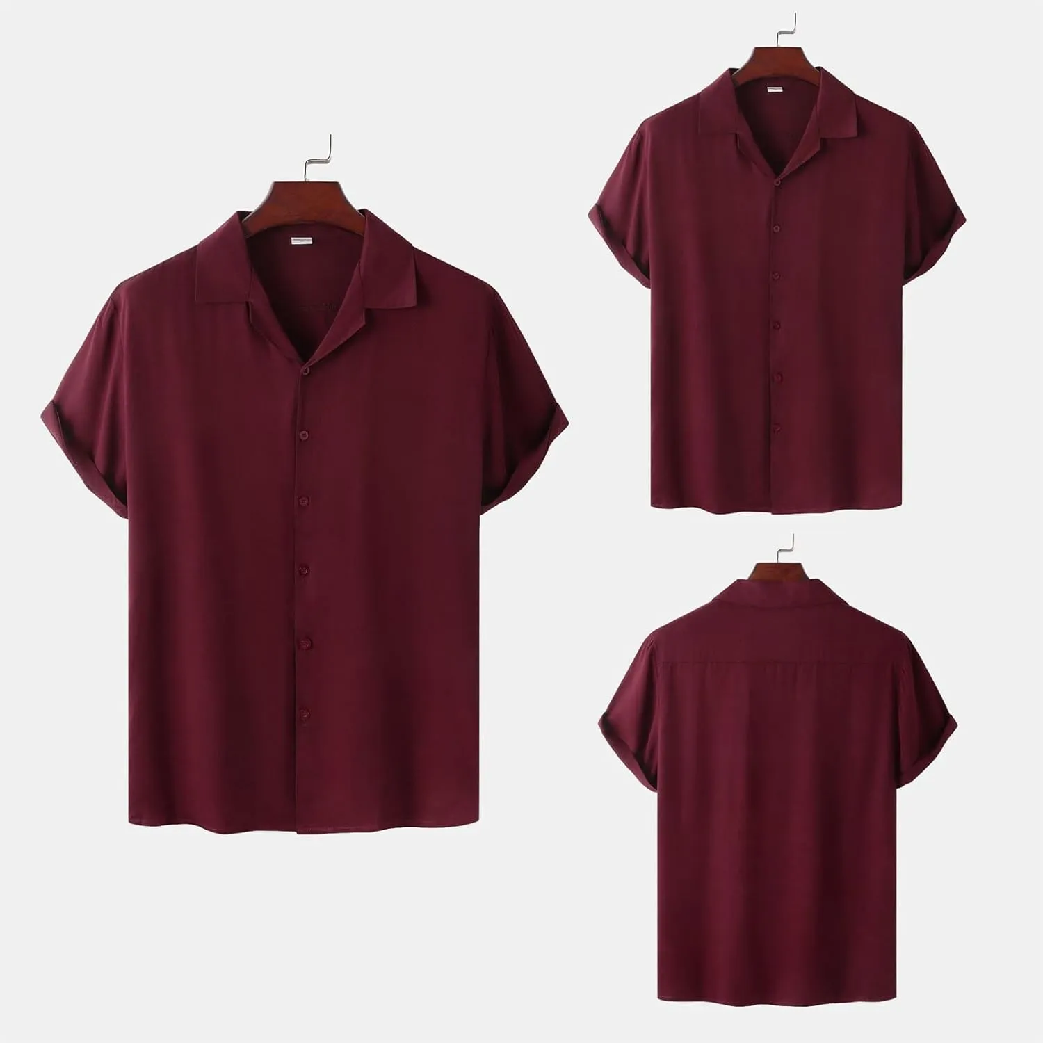 Mens Short Sleeve Shirts Casual Button Down Lightweight Vintage Comfy Tshirts Solid Camp Shirt Spring Summer Tees