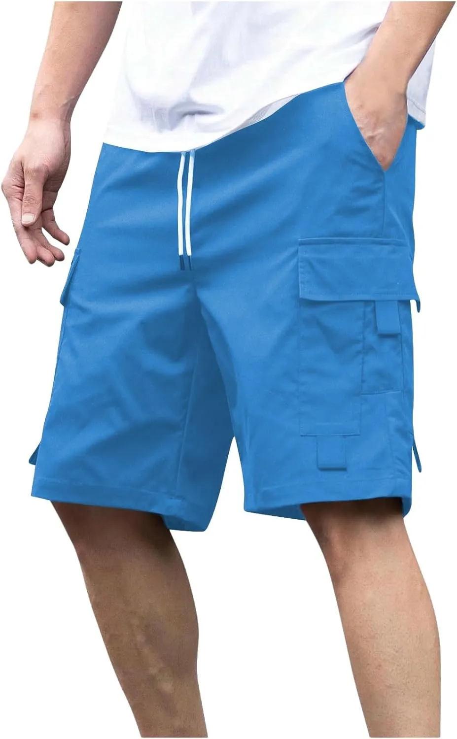 Mens Shorts Casual Loose Fit Cool Summer Outdoor Camp SweatShorts Fashion Drawstring Straight Shorts Leg with Pocket