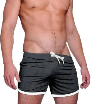 Mens Shorts Summer Breathable Quick Drying Gym Shorts Elastic Waist Drawstring Running Shorts Casual Mesh Beach Shorts