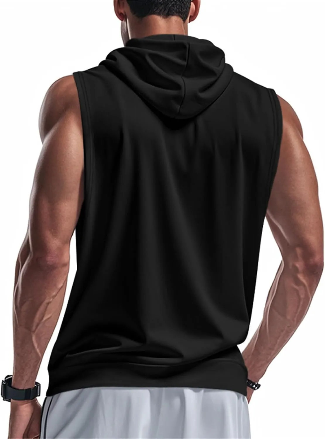 Men's Sleeveless Hooded Tank Tops Athletic Gym Workout Full Zip Vest Shirts Lightweight Dry fit Muscle Cut Off T-Shirt