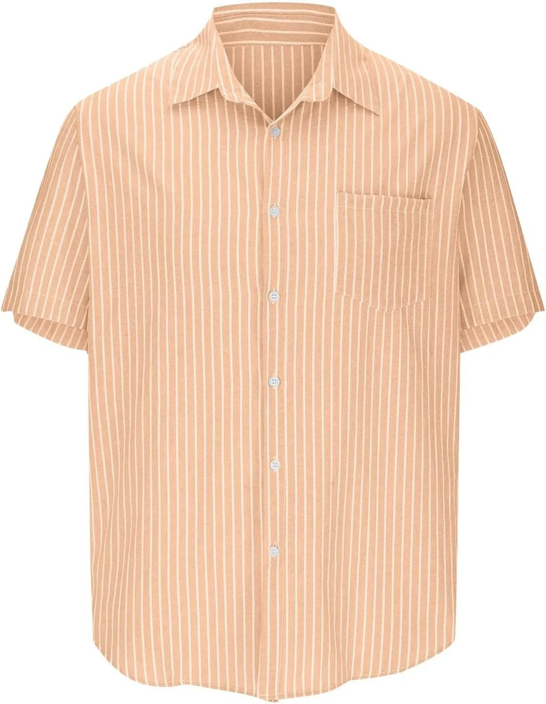 Mens Summer Short Sleeve Beach Shirt Button Down Cardigan Light Weight Casual Vacation Tops Striped Hawaiian Shirt