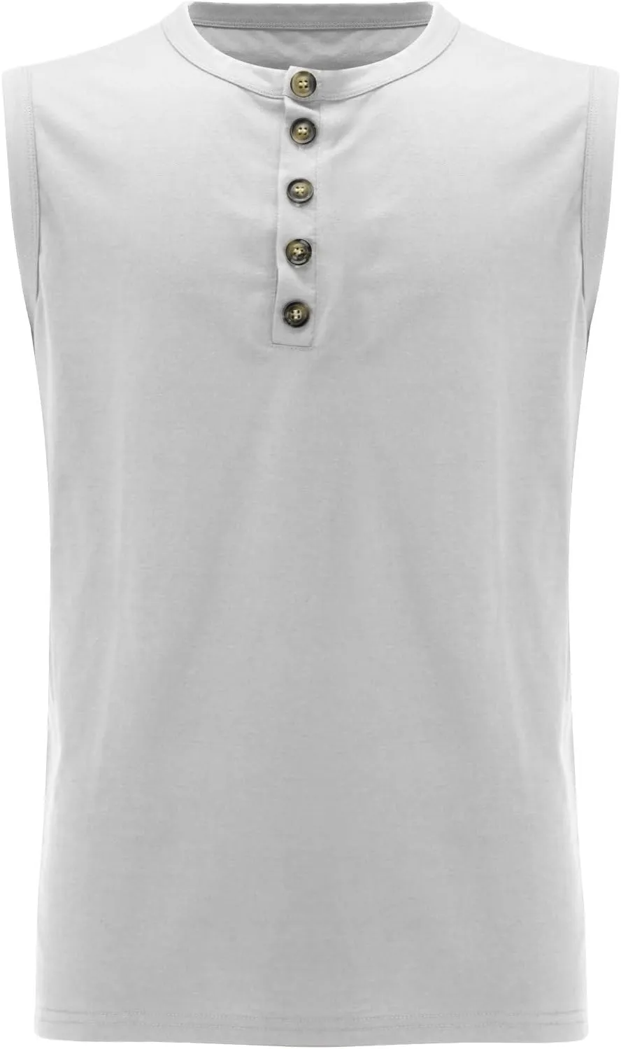 Men's Tank Tops Summer UPF 50  Casual Button Up Sleeveless Shirt Tropical Hawaiian Beach Sun Protection Cut Off Shirts