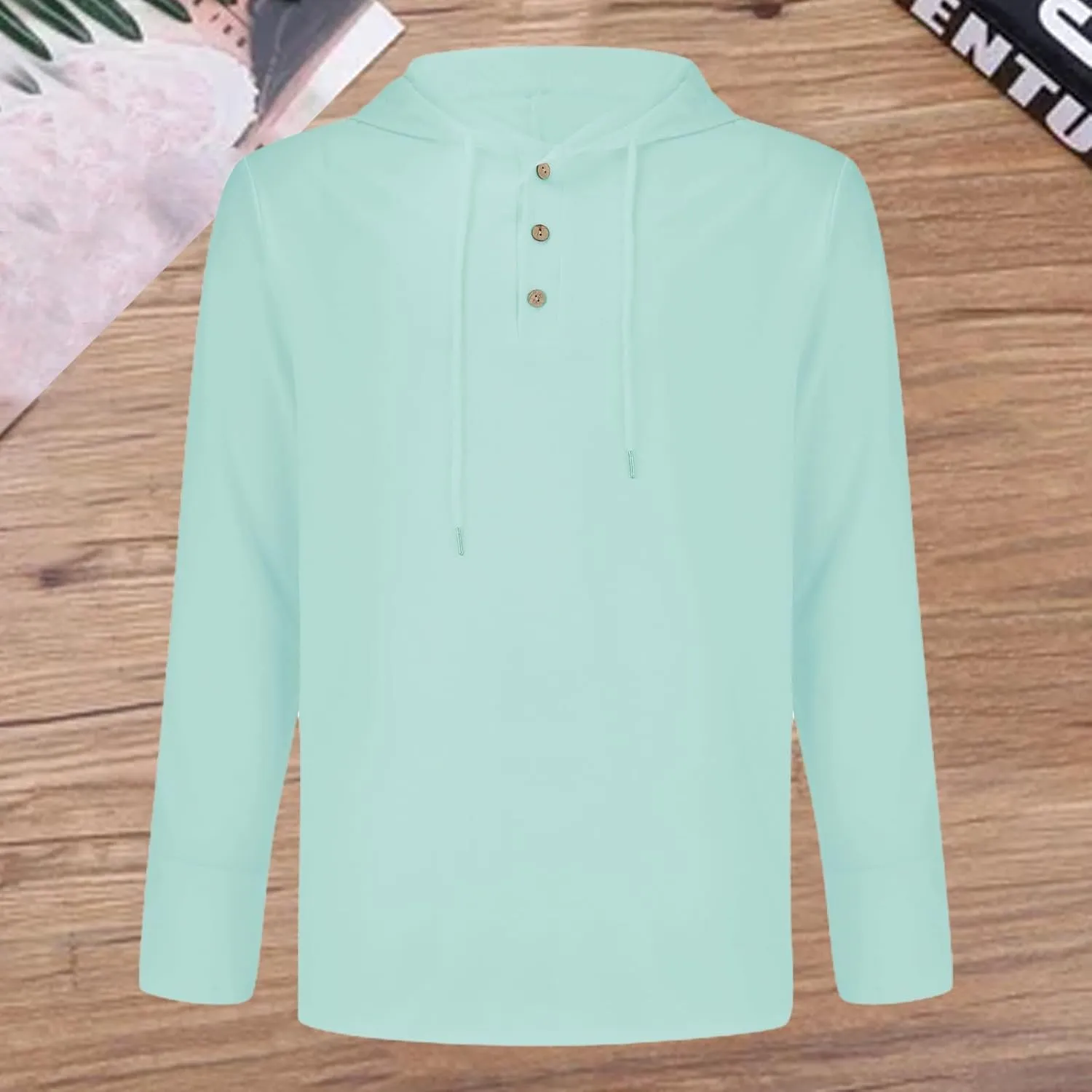 Men's UPF 50  Hoodie Shirts Long Sleeve Pullover Casual Summer Sun Swim Shirt Lightweight Rash Guard Hooded Sweatshirt