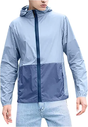 Men's UPF 50  Sun Protection Jacket Cooling Hiking Performance Shirts Hooded Lightweight Long Sleeve Fishing Shirts