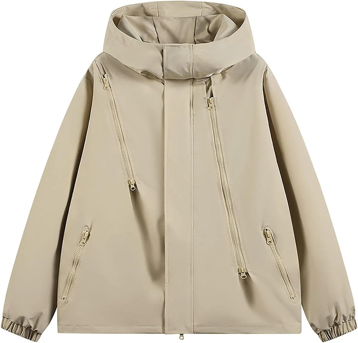 Men's Waterproof Rain Jacket Hoodie Solid Lightweight Windbreaker Softshell Jacket Casual Outdoor Athletic Outwear