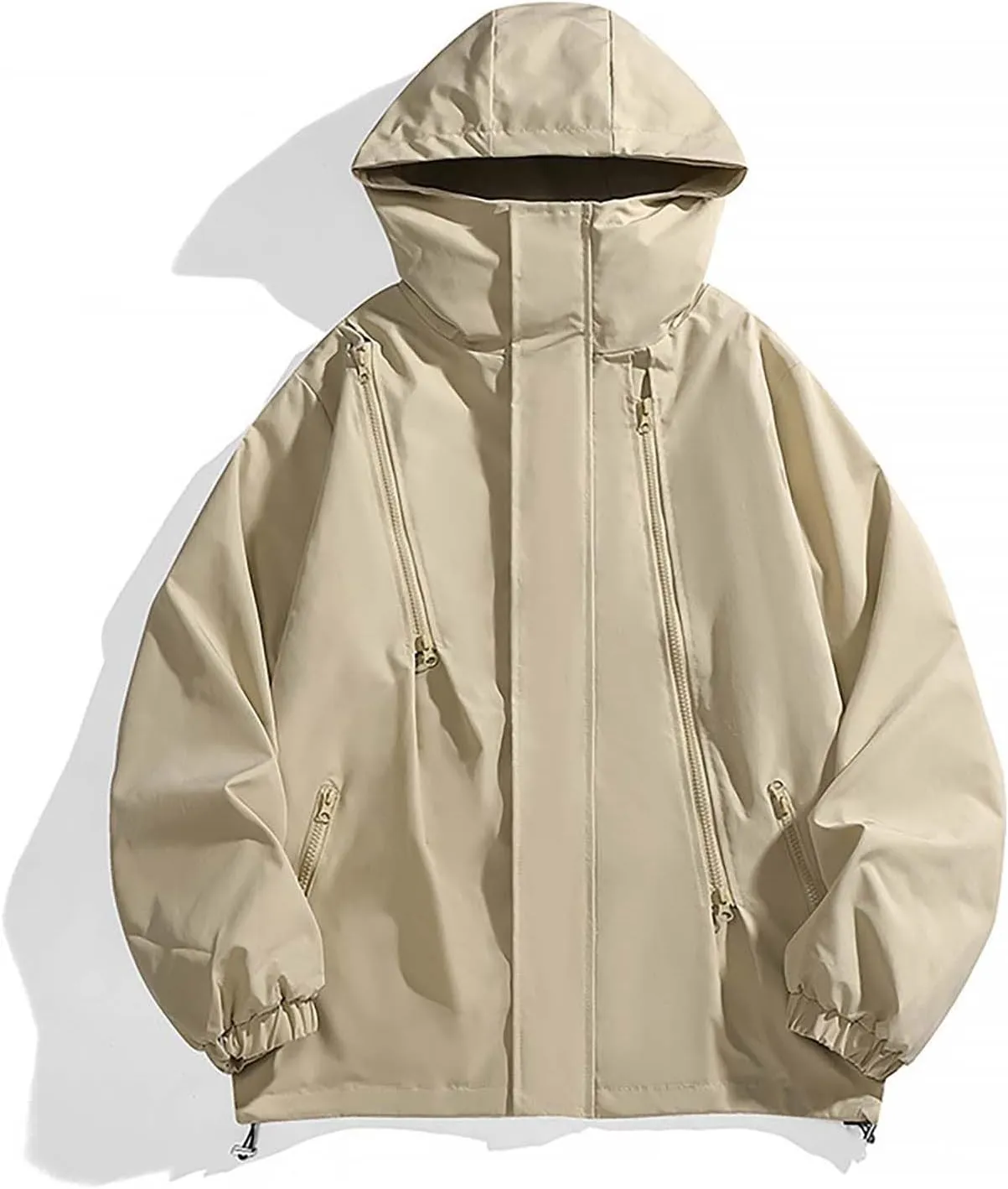 Men's Waterproof Rain Jacket Hoodie Solid Lightweight Windbreaker Softshell Jacket Casual Outdoor Athletic Outwear