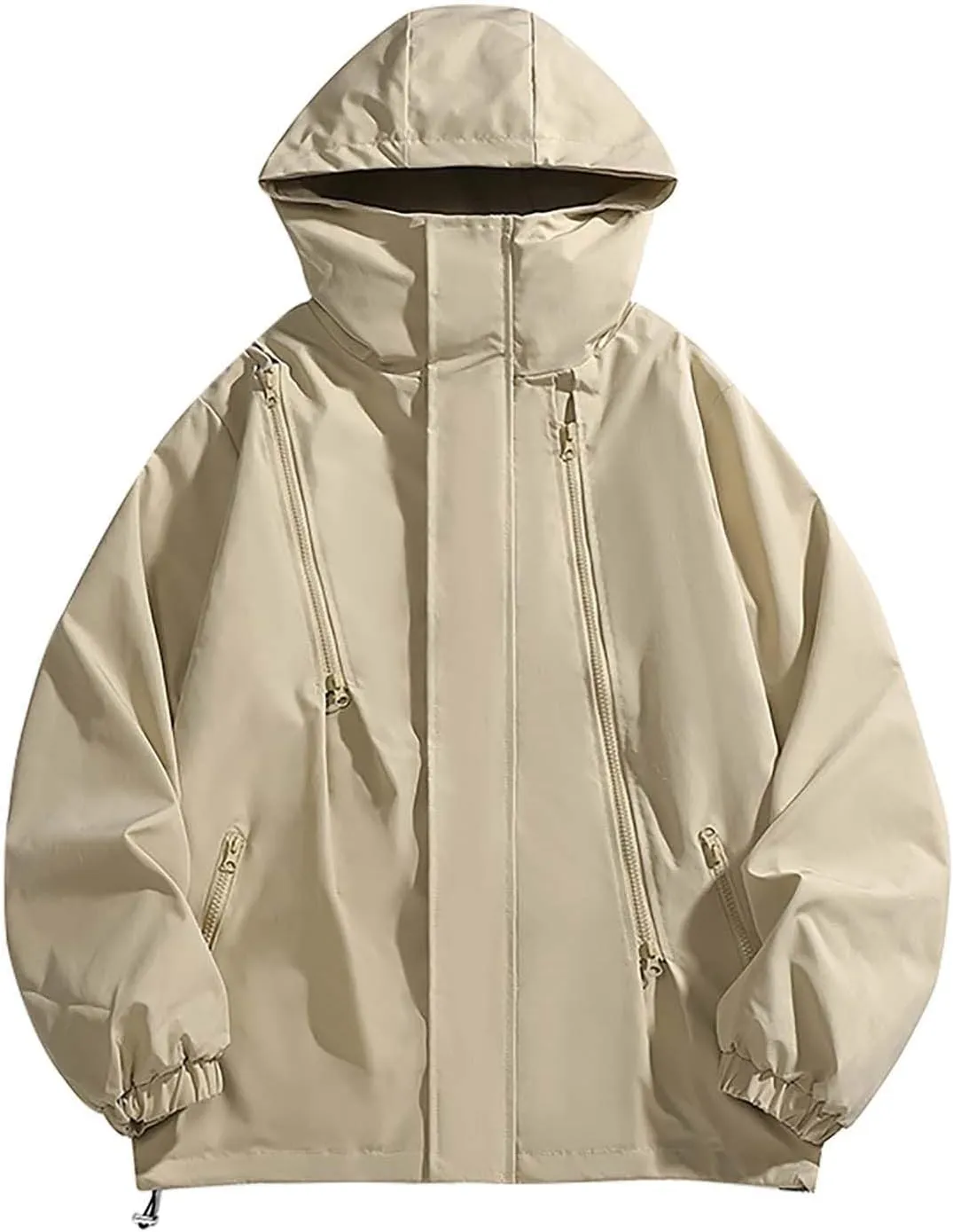 Men's Waterproof Rain Jacket Hoodie Solid Lightweight Windbreaker Softshell Jacket Casual Outdoor Athletic Outwear