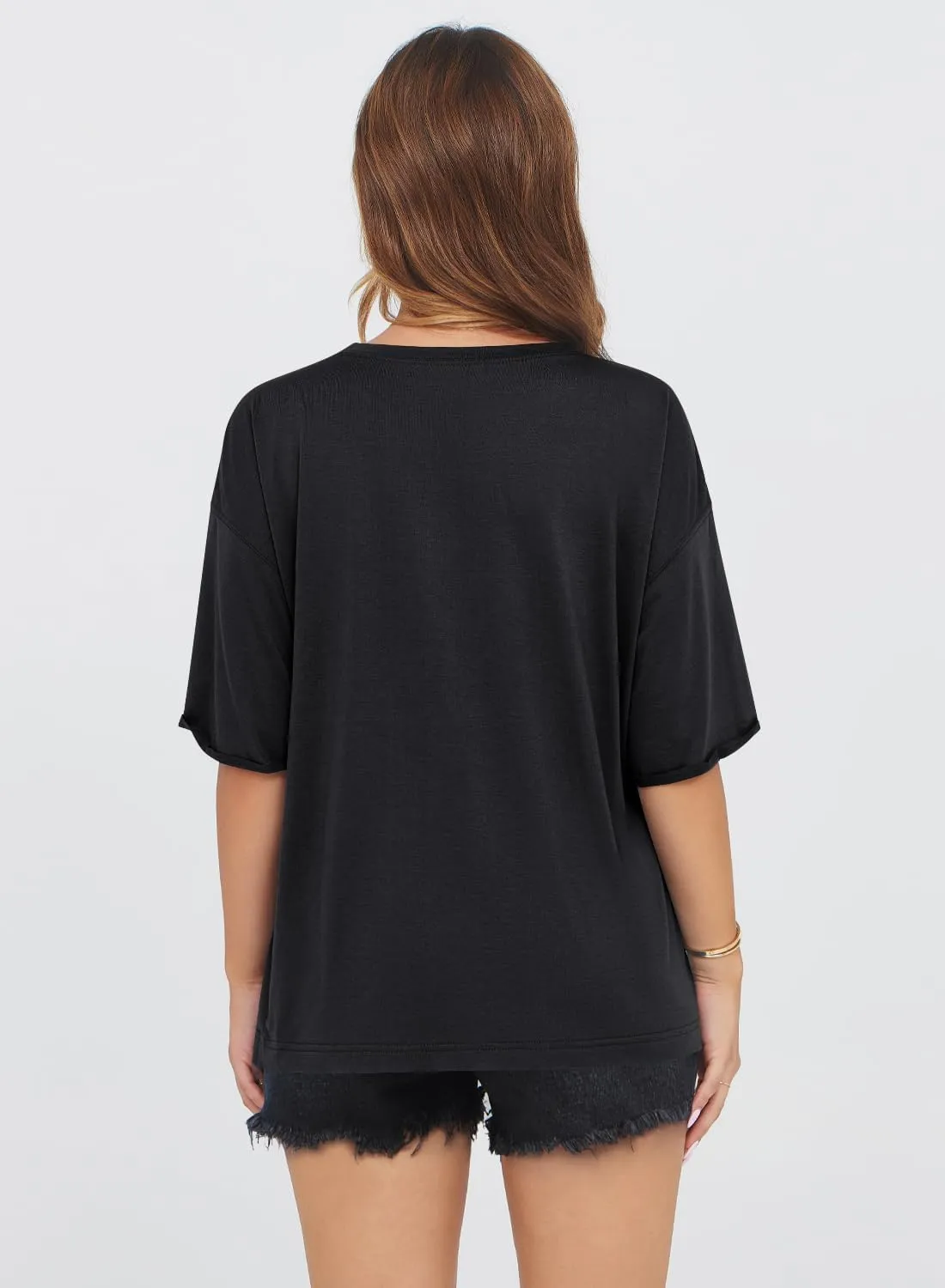 MIHOLL Women's Oversized T-Shirts Casual Short Sleeve Loose Fit Tops Tees Crewneck Summer Trendy Blouse