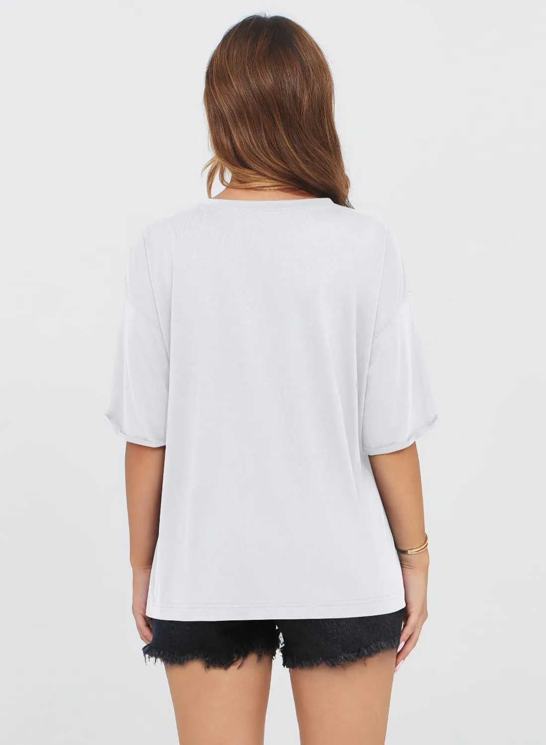MIHOLL Women's Oversized T-Shirts Casual Short Sleeve Loose Fit Tops Tees Crewneck Summer Trendy Blouse