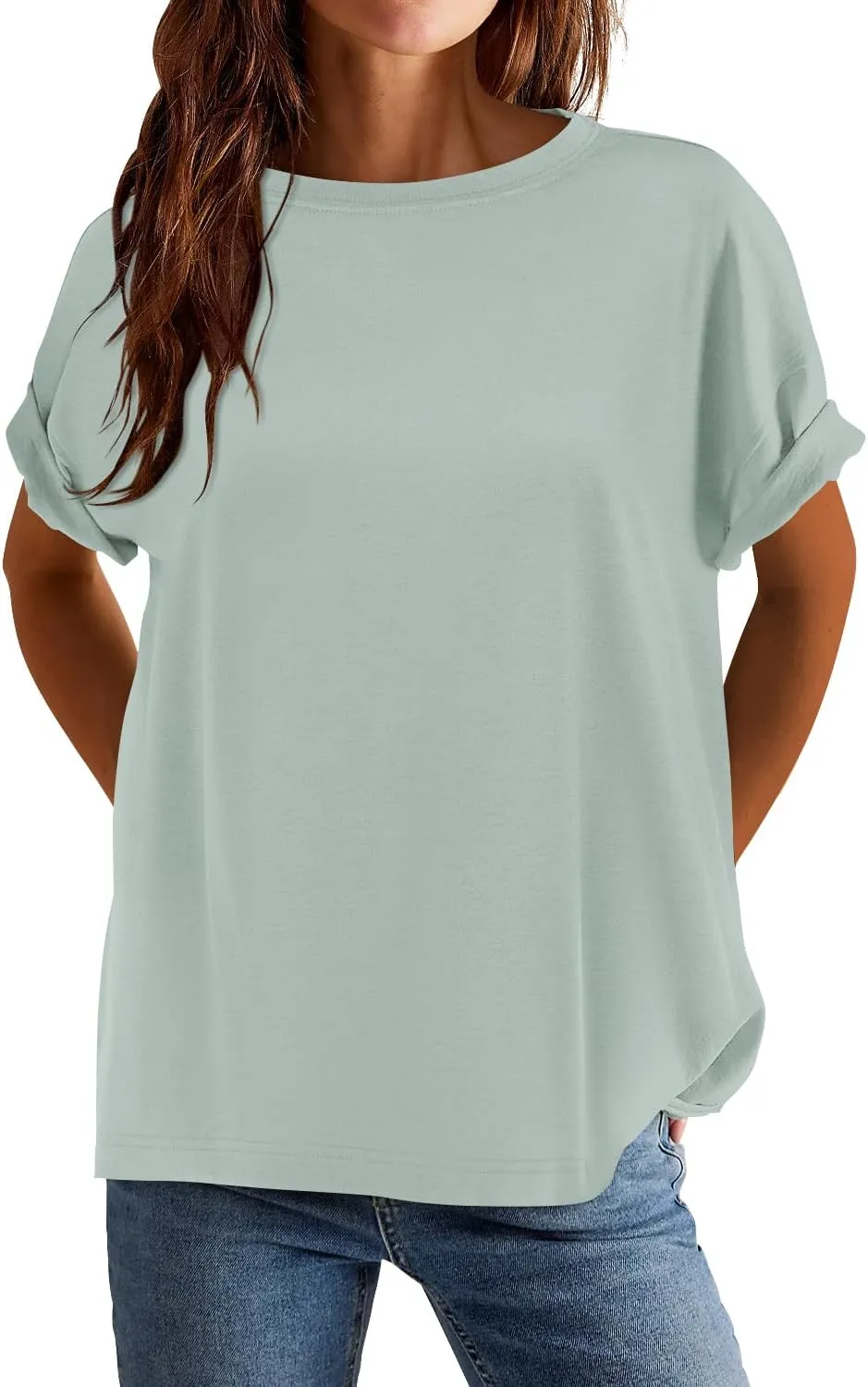 MIHOLL Women's Oversized T-Shirts Casual Short Sleeve Loose Fit Tops Tees Crewneck Summer Trendy Blouse