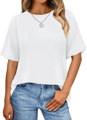 MIHOLL Women's Oversized T-Shirts Casual Short Sleeve Loose Fit Tops Tees Crewneck Summer Trendy Blouse