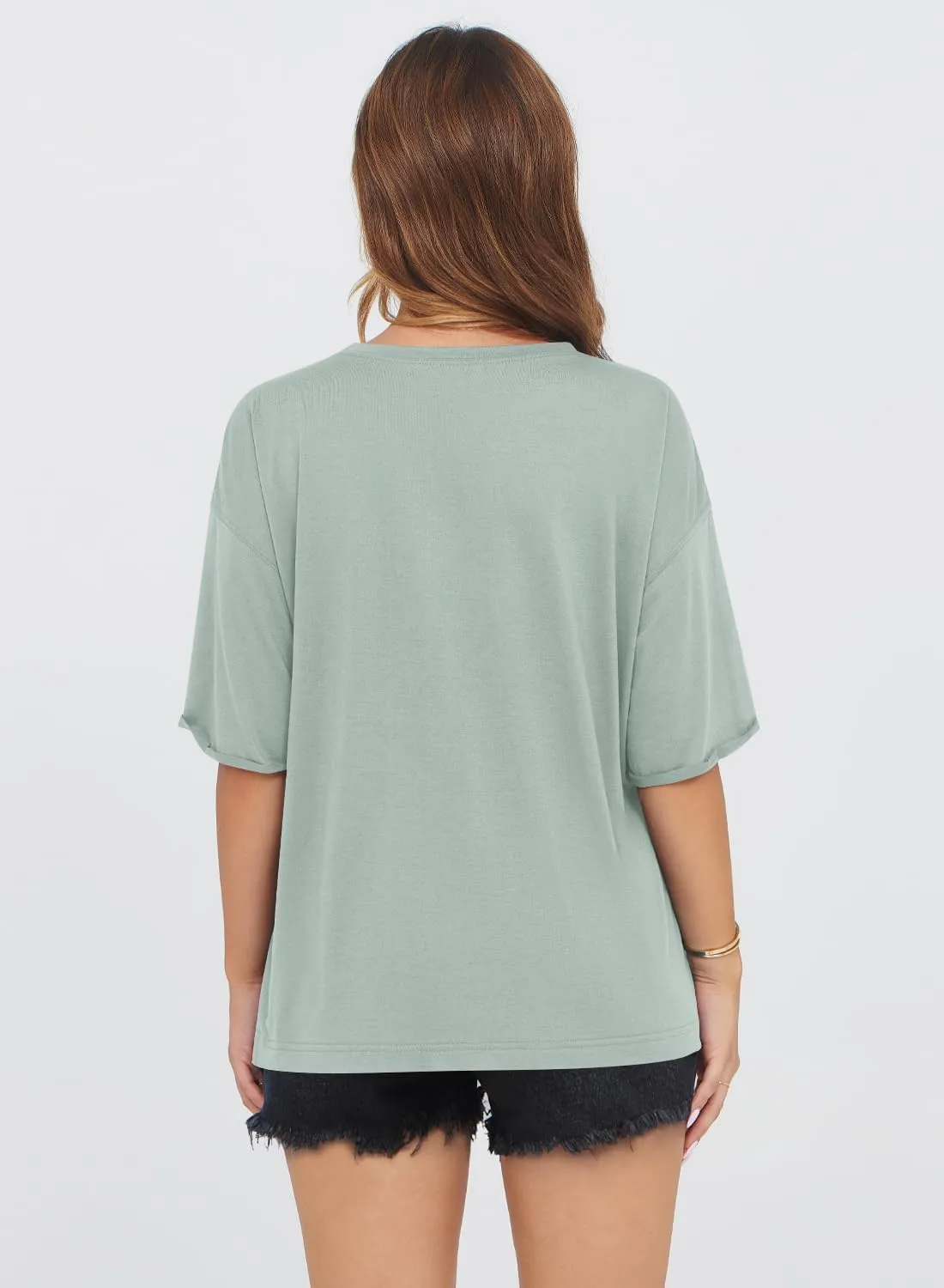MIHOLL Women's Oversized T-Shirts Casual Short Sleeve Loose Fit Tops Tees Crewneck Summer Trendy Blouse