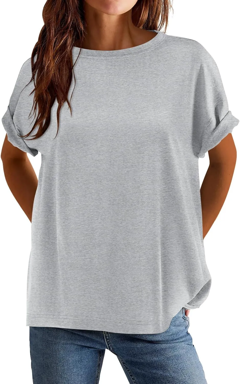 MIHOLL Women's Oversized T-Shirts Casual Short Sleeve Loose Fit Tops Tees Crewneck Summer Trendy Blouse