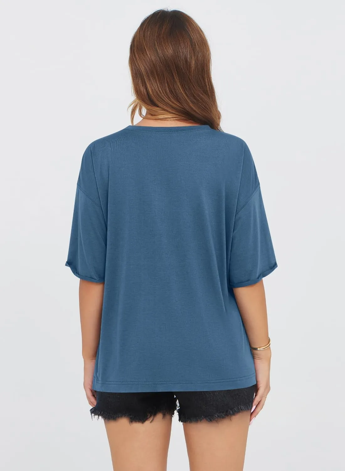 MIHOLL Women's Oversized T-Shirts Casual Short Sleeve Loose Fit Tops Tees Crewneck Summer Trendy Blouse