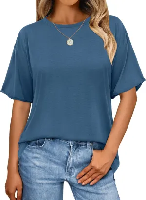 MIHOLL Women's Oversized T-Shirts Casual Short Sleeve Loose Fit Tops Tees Crewneck Summer Trendy Blouse