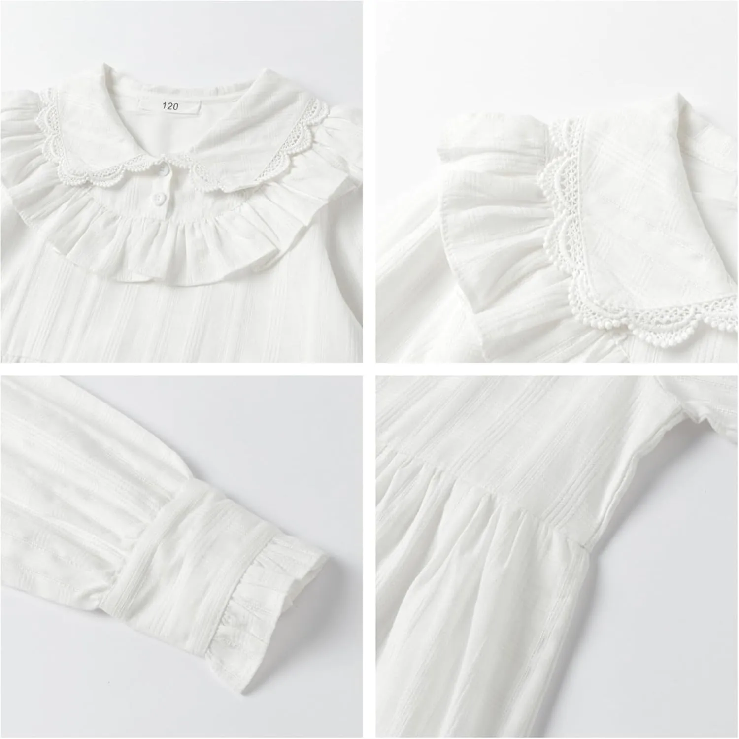Mud Kingdom Girls Maxi Dress Long Sleeve Flounce Ruffle Casual Loose Fit Dresses White