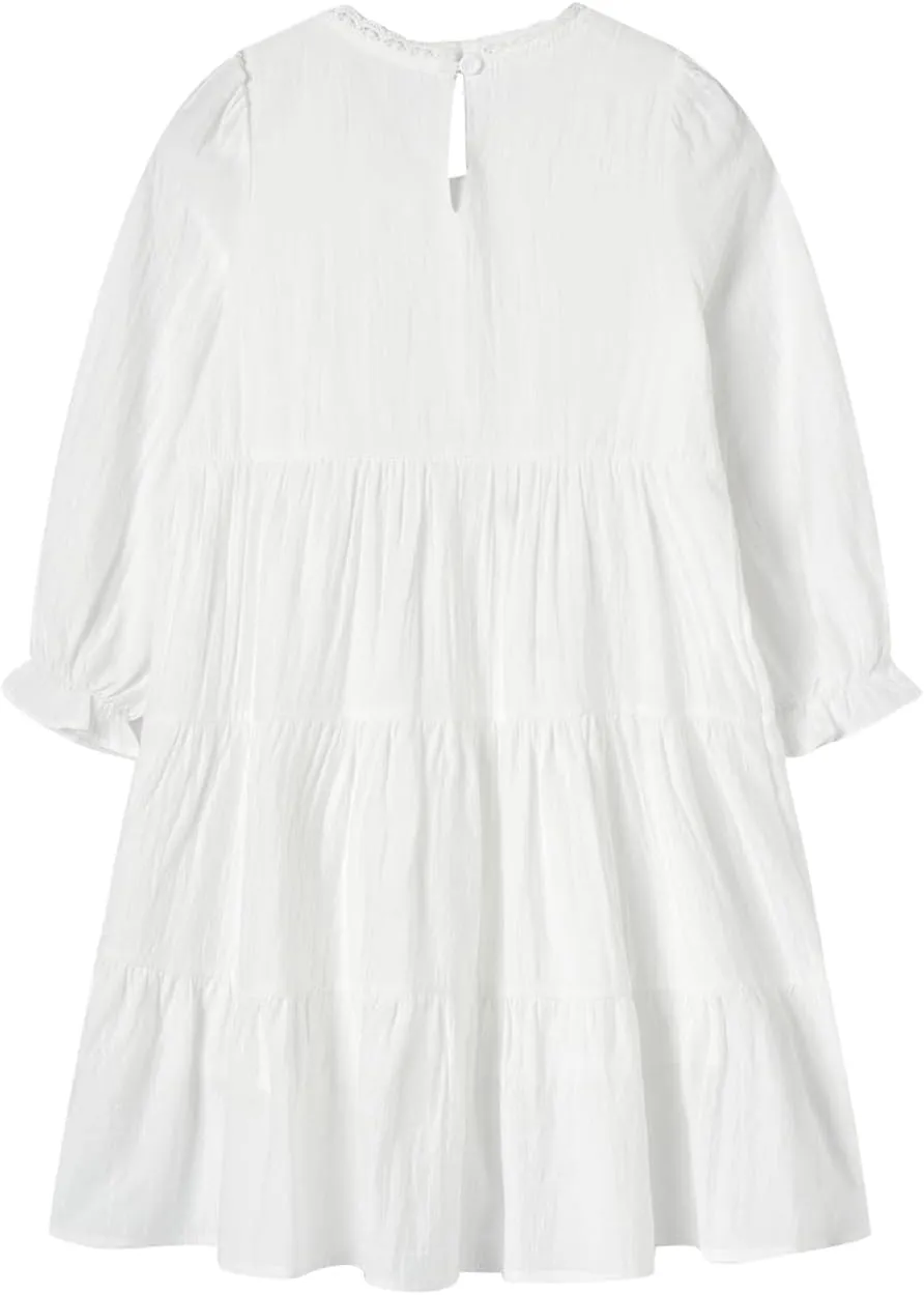 Mud Kingdom Girls Maxi Dress Long Sleeve Flounce Ruffle Casual Loose Fit Dresses White