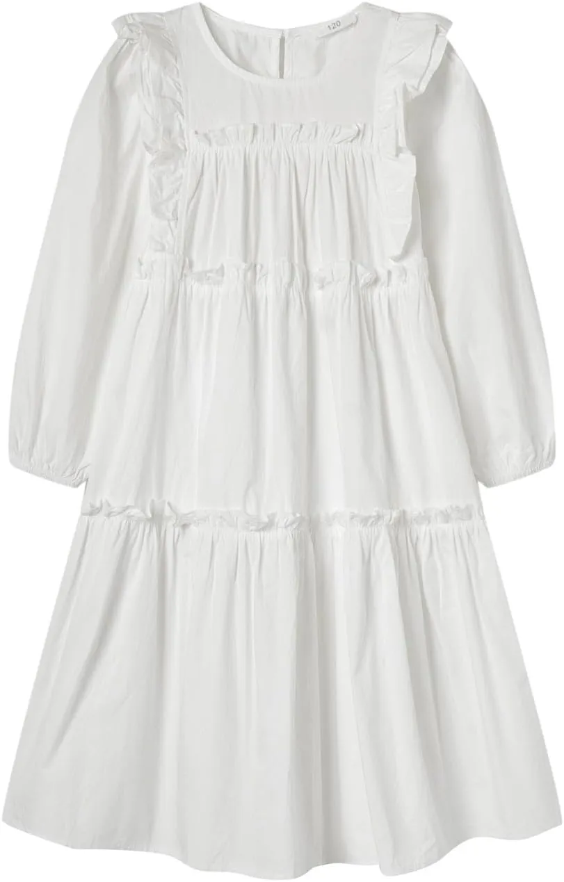 Mud Kingdom Girls Maxi Dress Long Sleeve Flounce Ruffle Casual Loose Fit Dresses White
