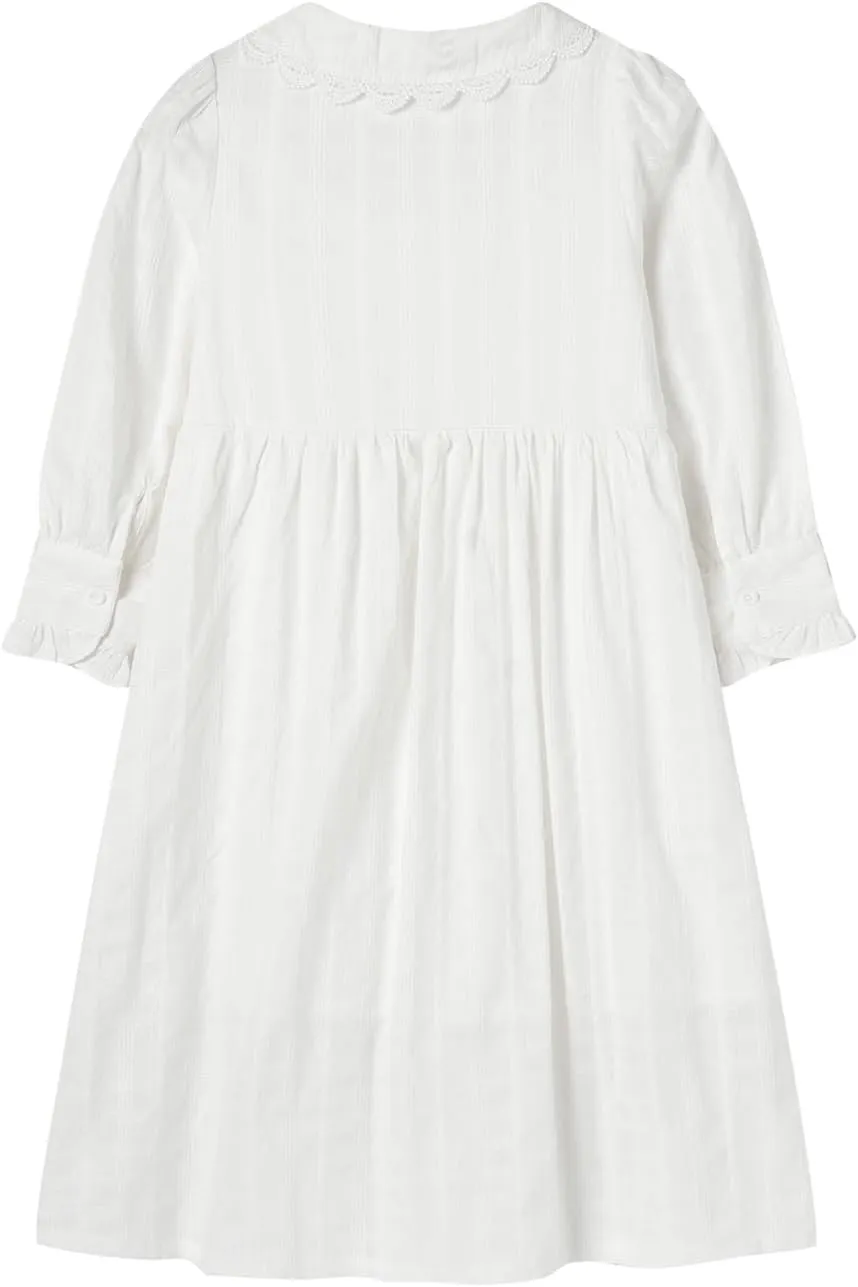 Mud Kingdom Girls Maxi Dress Long Sleeve Flounce Ruffle Casual Loose Fit Dresses White