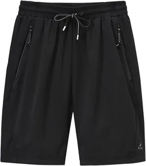 Muscularfit Big and Tall Mens Shorts Casual Breathable Mesh Quick Dry Solid Athletic Shorts Drawstring Elastic Waist Shorts