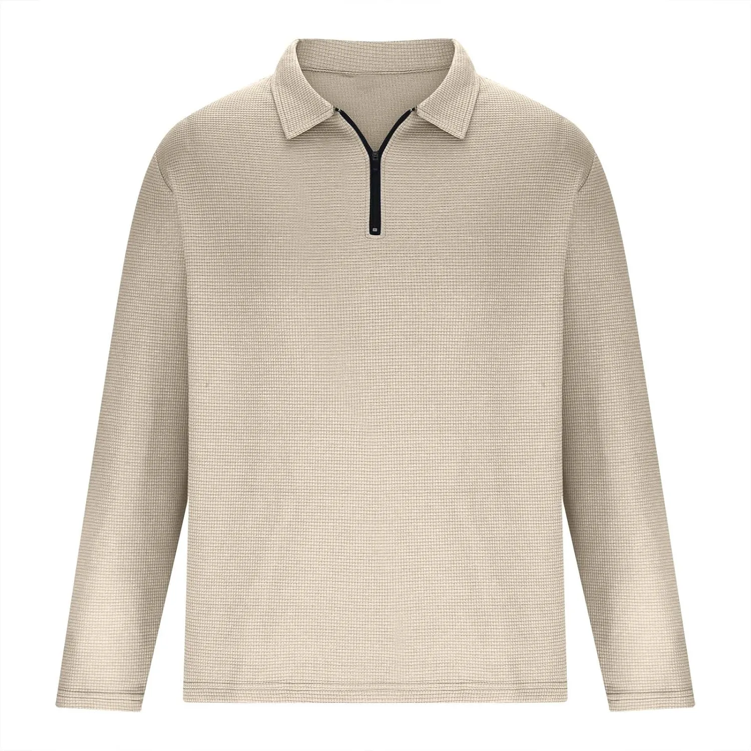 Muscularfit Big and Tall Tshirts Shirts for Men 2023 Long Sleeve Quarter Zip Causal Pullover Sweater Waffle Solid Sweatshirt