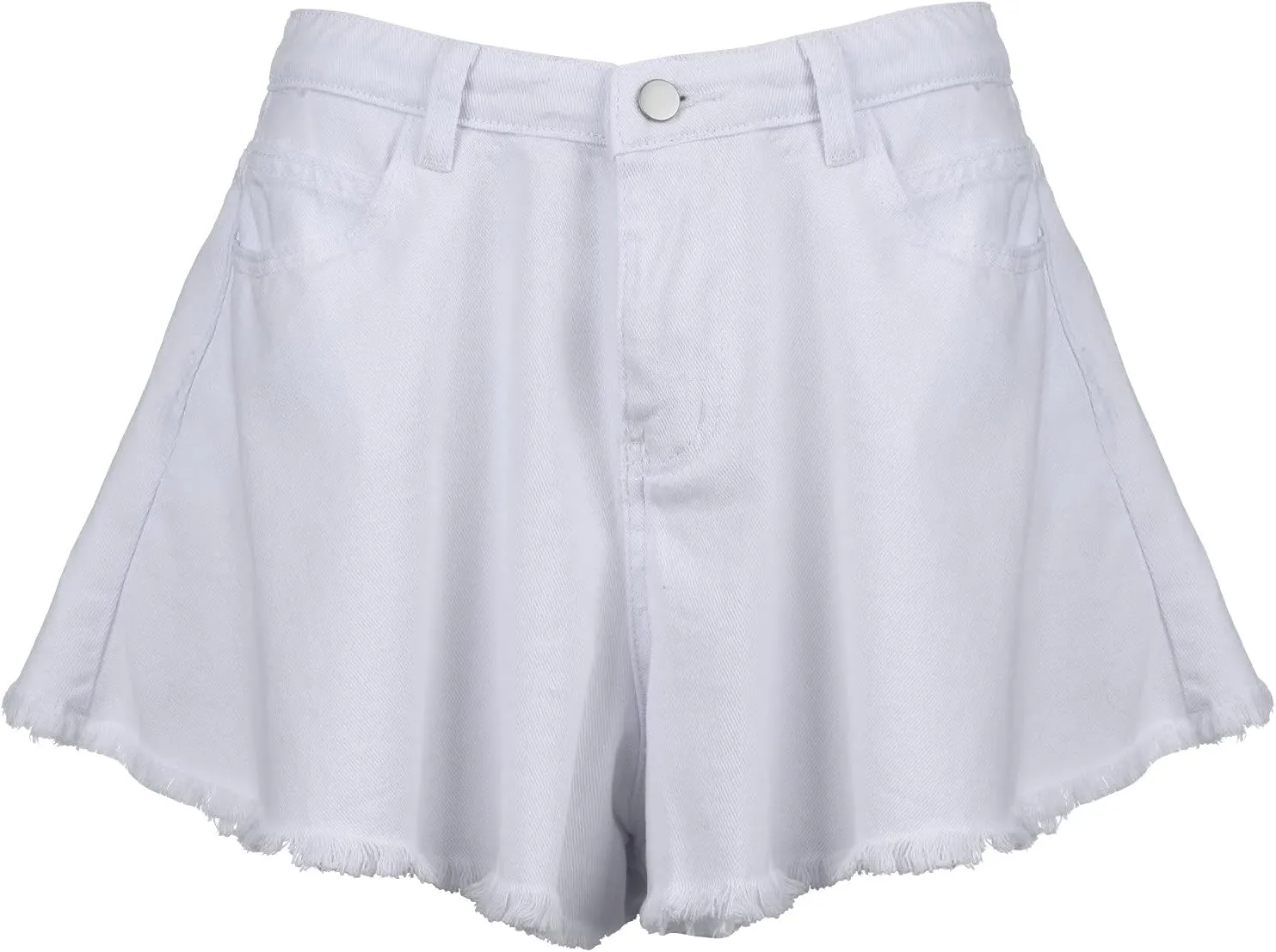 niuwa Woman High Waisted Denim Shorts Summer Casual Shorts Wide Leg Short Jeans (White, S)