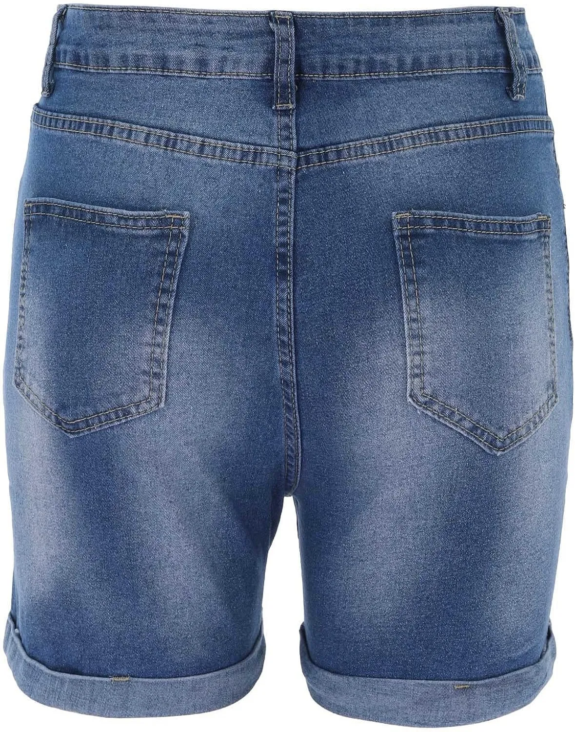 niuwa Women's Denim Shorts Rolled Hem Short Jeans Summer High Waisted Ripped Jeans with Pockets