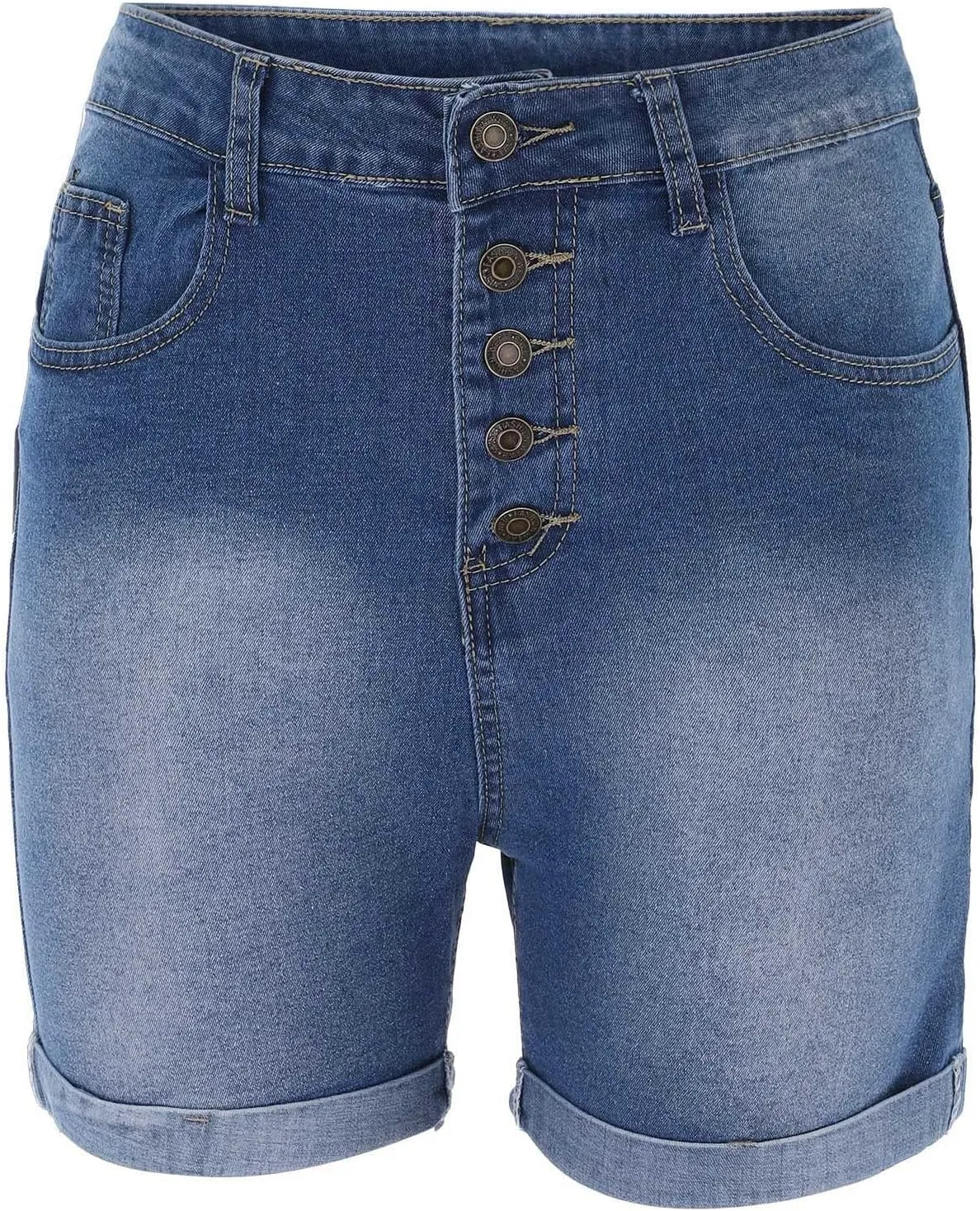 niuwa Women's Denim Shorts Rolled Hem Short Jeans Summer High Waisted Ripped Jeans with Pockets