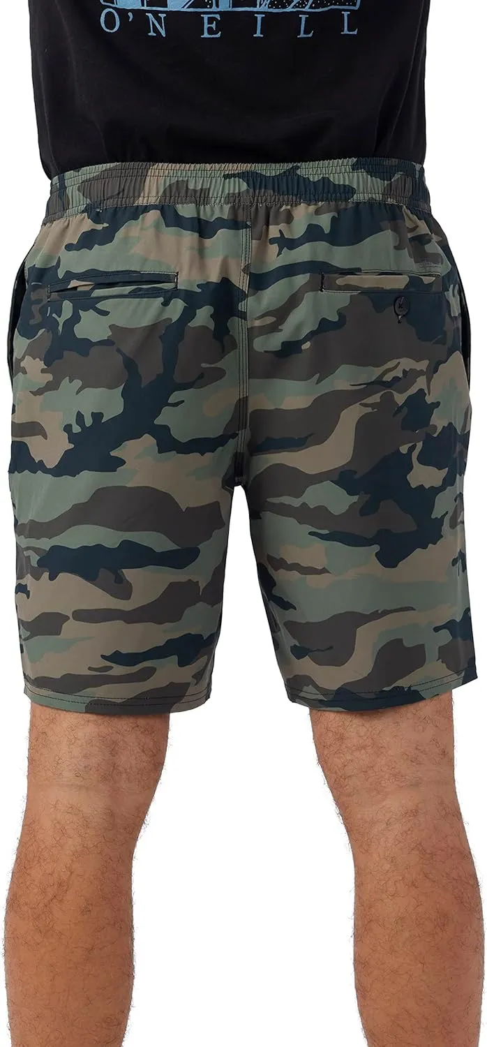 O'NEILL Men's Santa Cruz Khaki Shorts - Quick Dry 18-Inch Outseam Elastic Waist Mens Khaki Shorts for Outdoor Activities