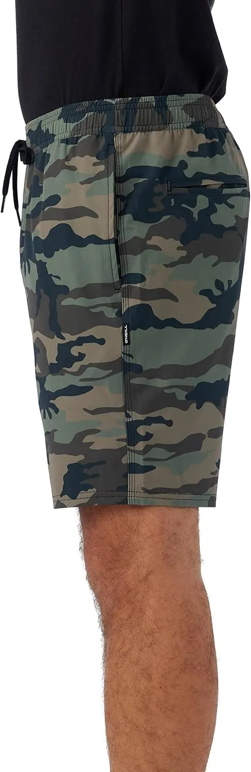 O'NEILL Men's Santa Cruz Khaki Shorts - Quick Dry 18-Inch Outseam Elastic Waist Mens Khaki Shorts for Outdoor Activities
