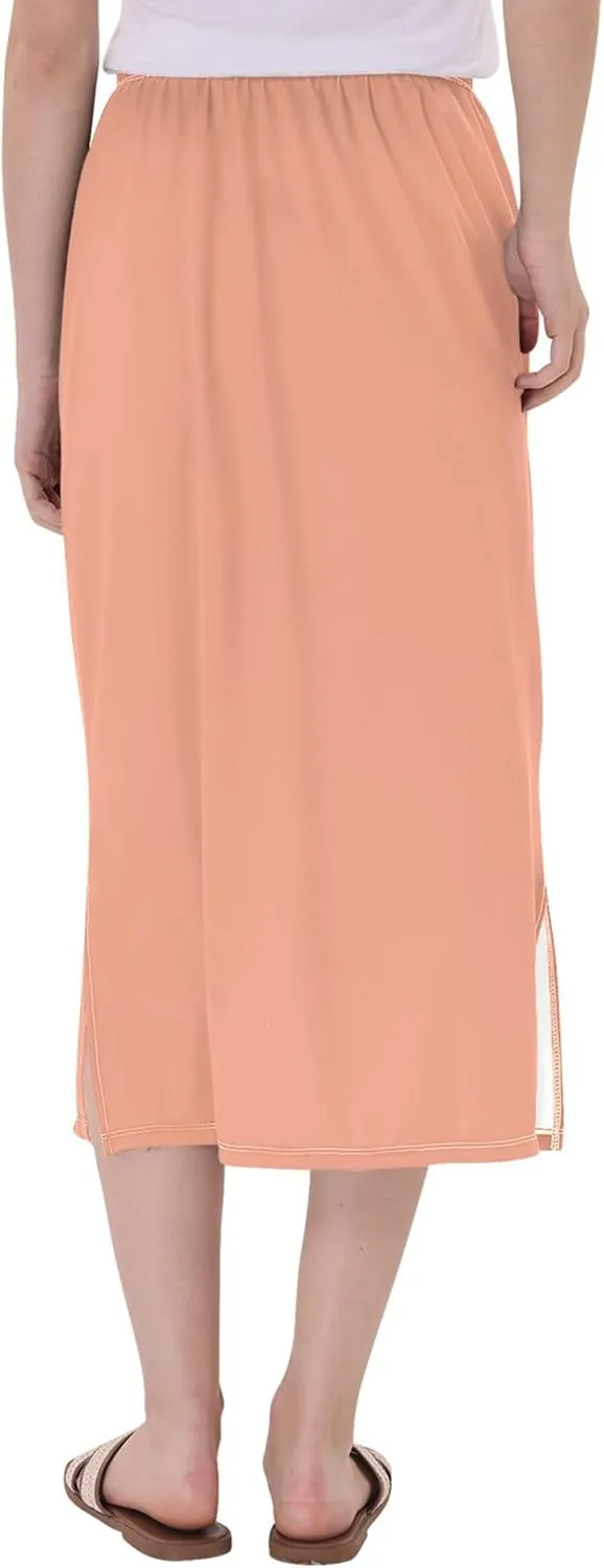 Plum Side Slit Midi Skirts Womens Pencil Straight Skirt High Waist Stretch Beach Skirts
