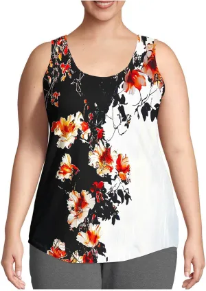 Plus Size Tank Tops for Women Basic Crew Neck Sleeveless Top Loose Lightweight Blouses Gradient Solid Fashion Tee Shirts