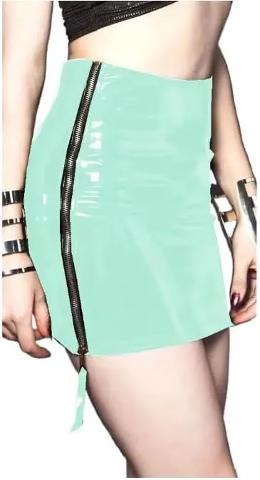 Plus Size Women Skirts High Waist Side Zipper Mini Skirts PVC Leather Pencil Short Skirts Stretch Slim Skirt