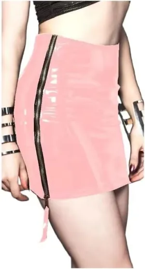 Plus Size Women Skirts High Waist Side Zipper Mini Skirts PVC Leather Pencil Short Skirts Stretch Slim Skirt