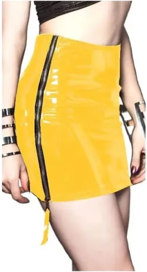 Plus Size Women Skirts High Waist Side Zipper Mini Skirts PVC Leather Pencil Short Skirts Stretch Slim Skirt