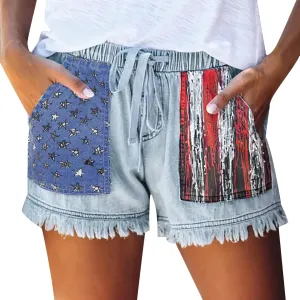 Ripped Denim Shorts for Women High Waisted Stretch Floral Casual Boyfriend Short Jeans with Pockets Frayed Hem Slim Shorts Womens Shorts for Summer Dressy